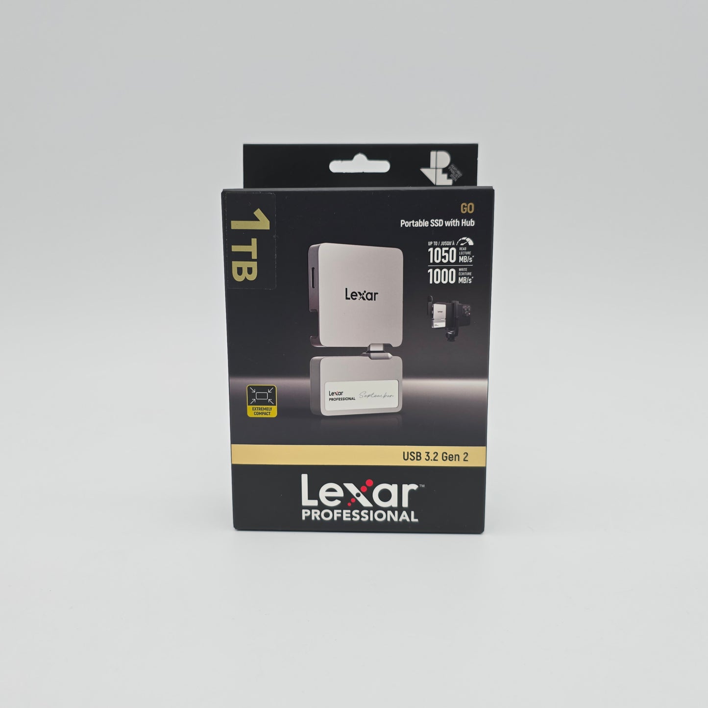 Lexar Professional Go 1TB Portable SSD with Hub, External Storage