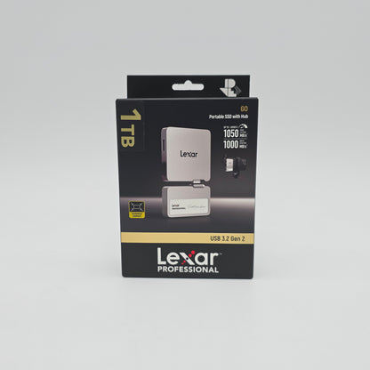 Lexar Professional Go 1TB Portable SSD with Hub, External Storage