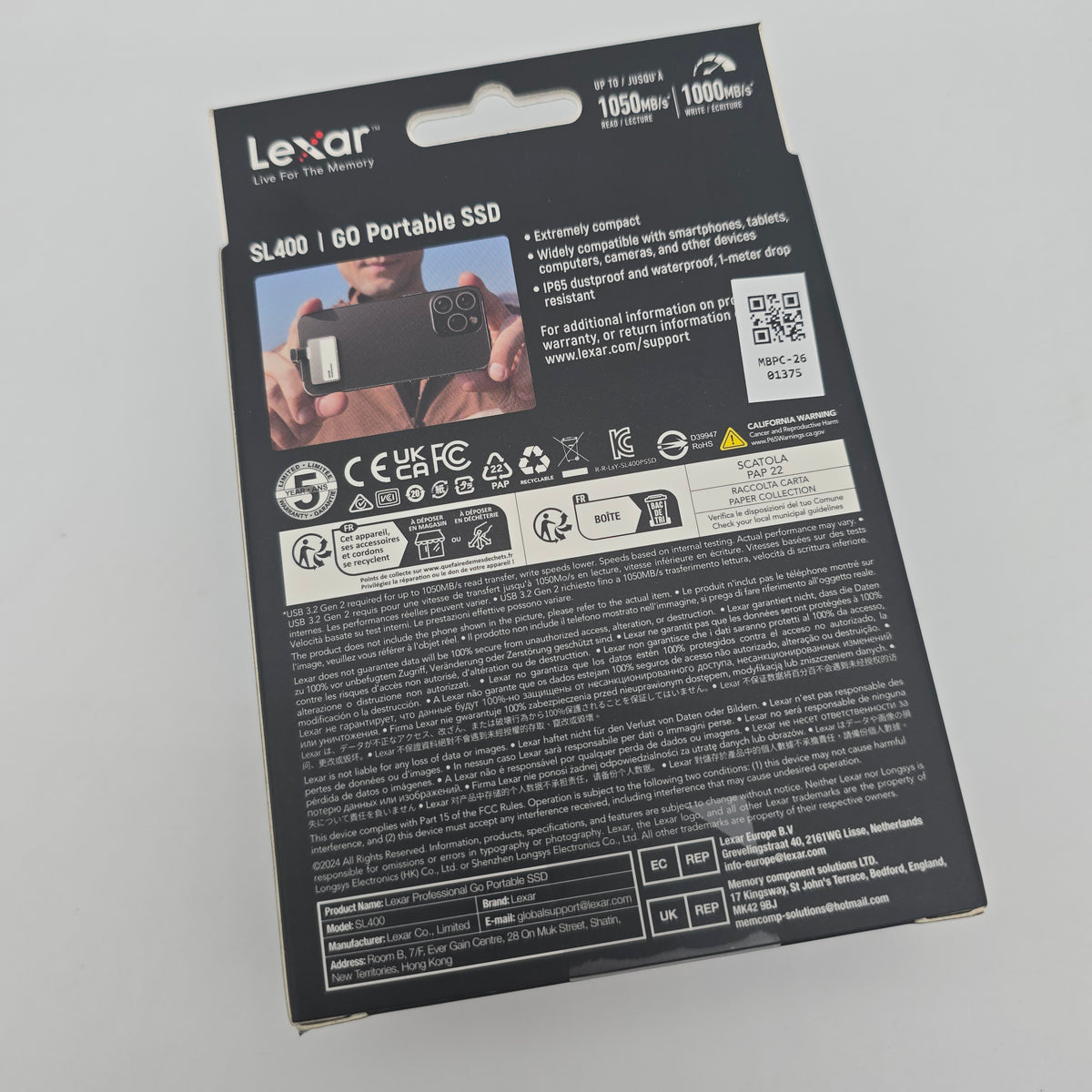 Lexar Professional Go 1TB USB 3.2 Gen 2 Portable SSD, External Storage