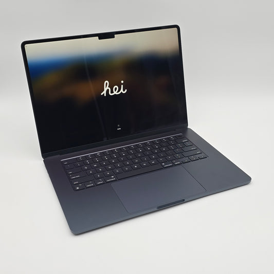 apple macbook air m3 with a 15 inch screen in midnight bleu color