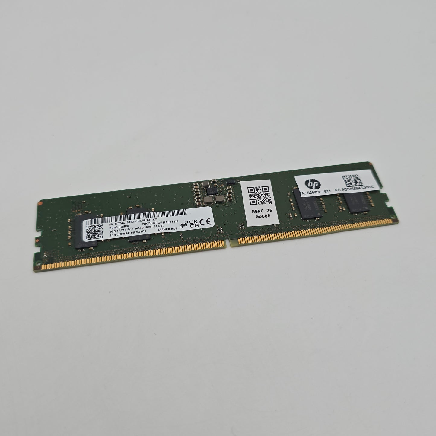 Micron 8GB DDR5, 5600MHz, UDIMM Server Workstation Memory RAM