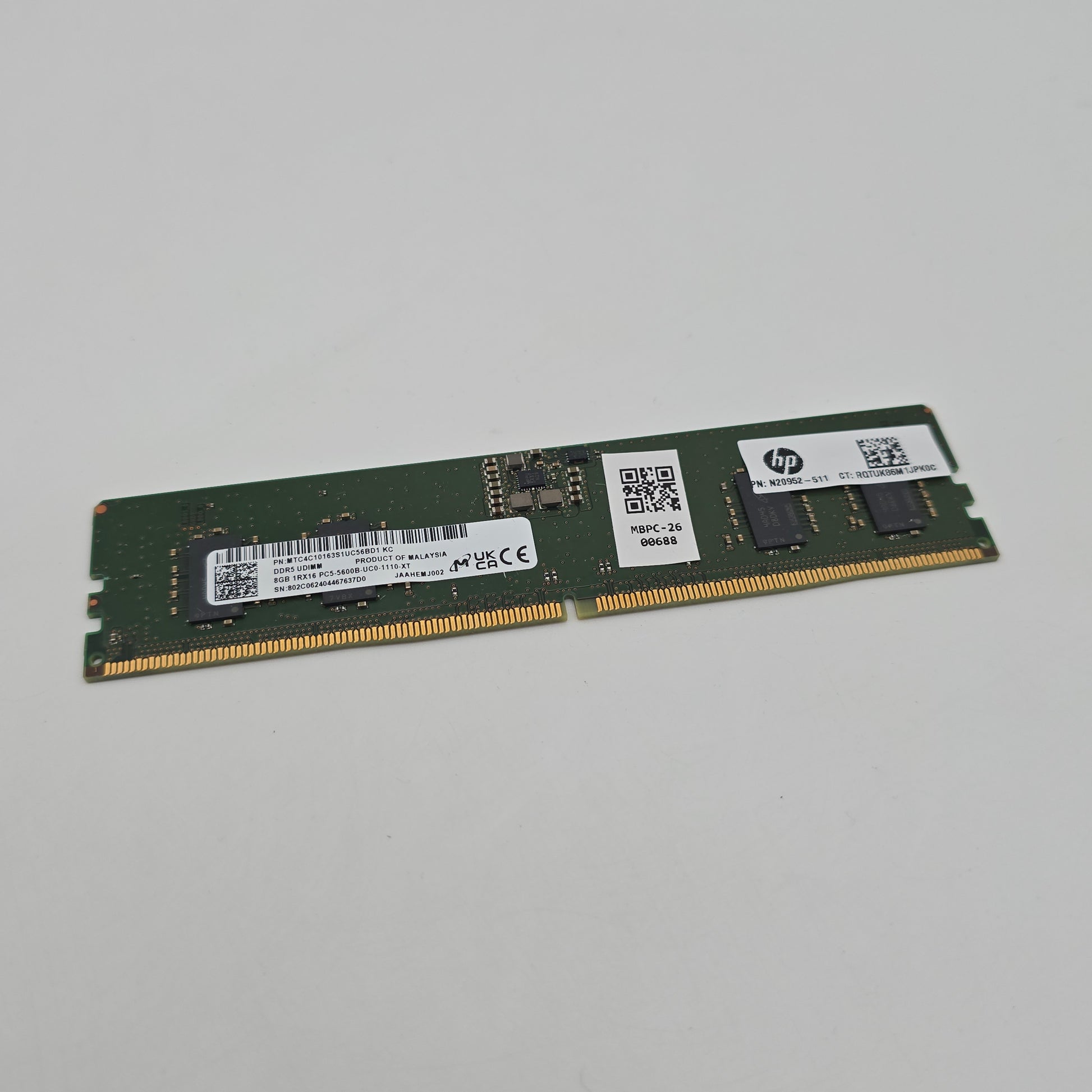 Micron 8GB DDR5, 5600MHz, UDIMM Server Workstation Memory RAM