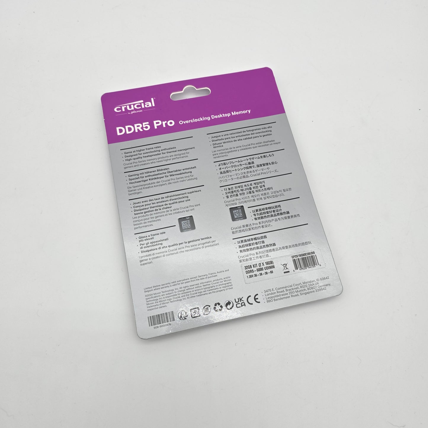 Micron Crucial 32GB DDR5 Pro Overclocking, 6000MHz, CL36-38-38-80 Memory RAM (2x16GB)