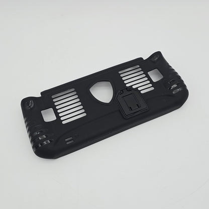 Black phone case with textured design on a light gray background