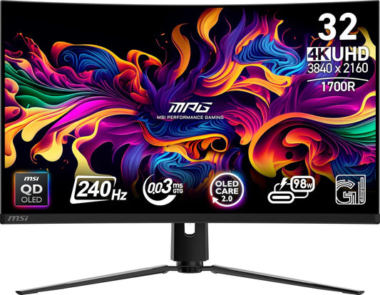 MSI MPG 321CURX QD-OLED 32-inch 4k Gaming Computer Monitor, 240Hz, 0.03ms, Sealed New
