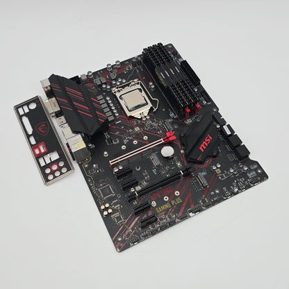 Computer motherboard with visible branding on a light gray background