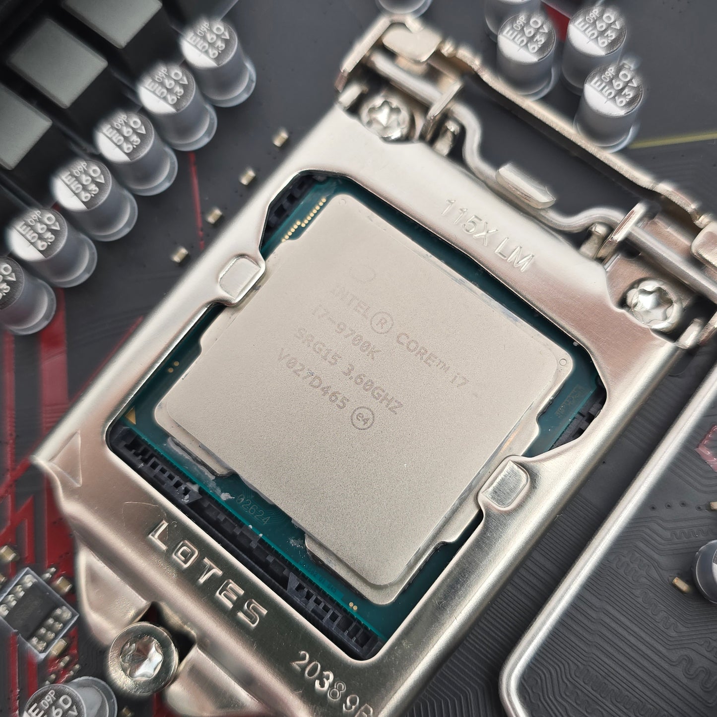 CPU on a motherboard with 'LOTUS' branding