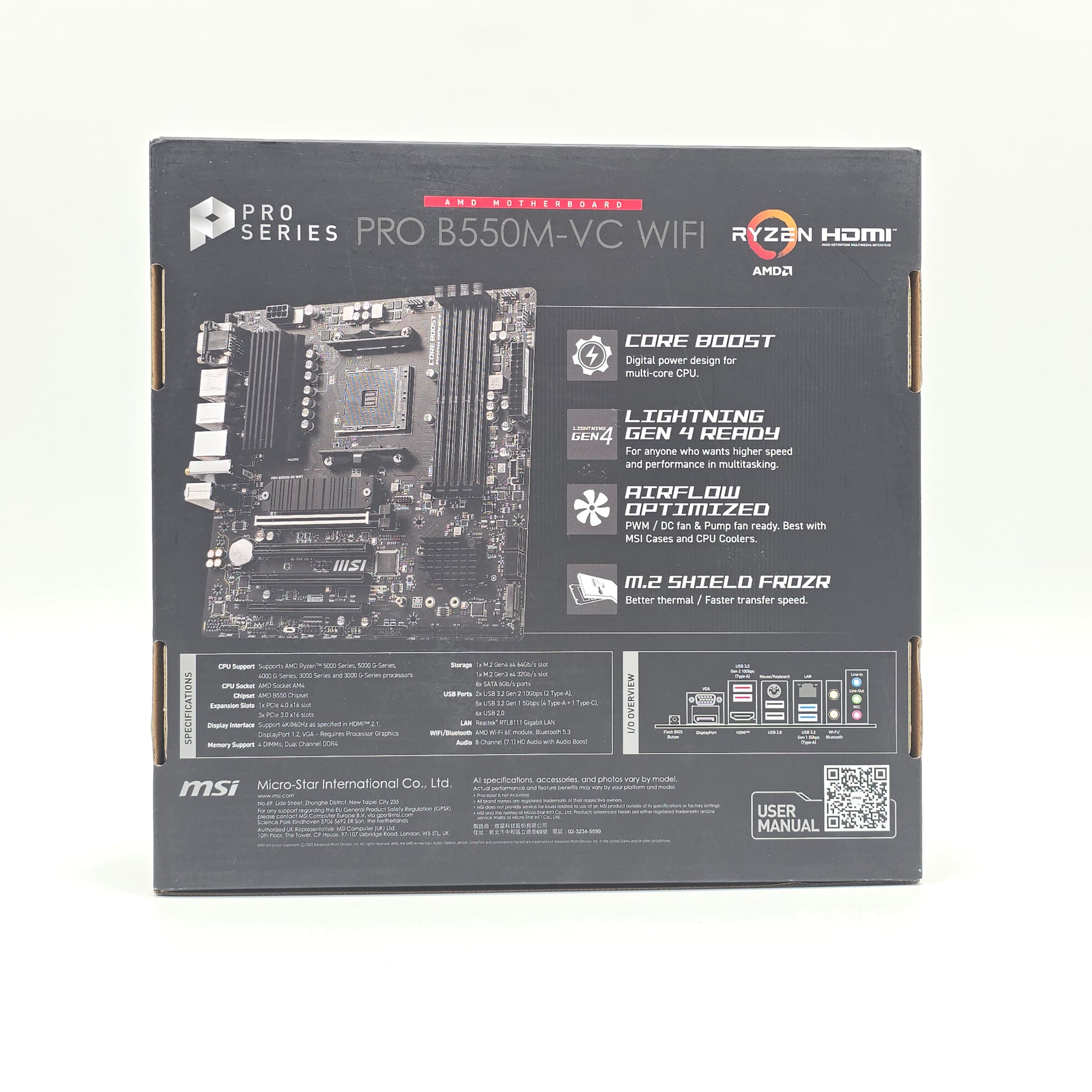 MSI Pro B550M-VC WiFi, AMD Socket AM4 Micro-ATX Gaming Motherboard