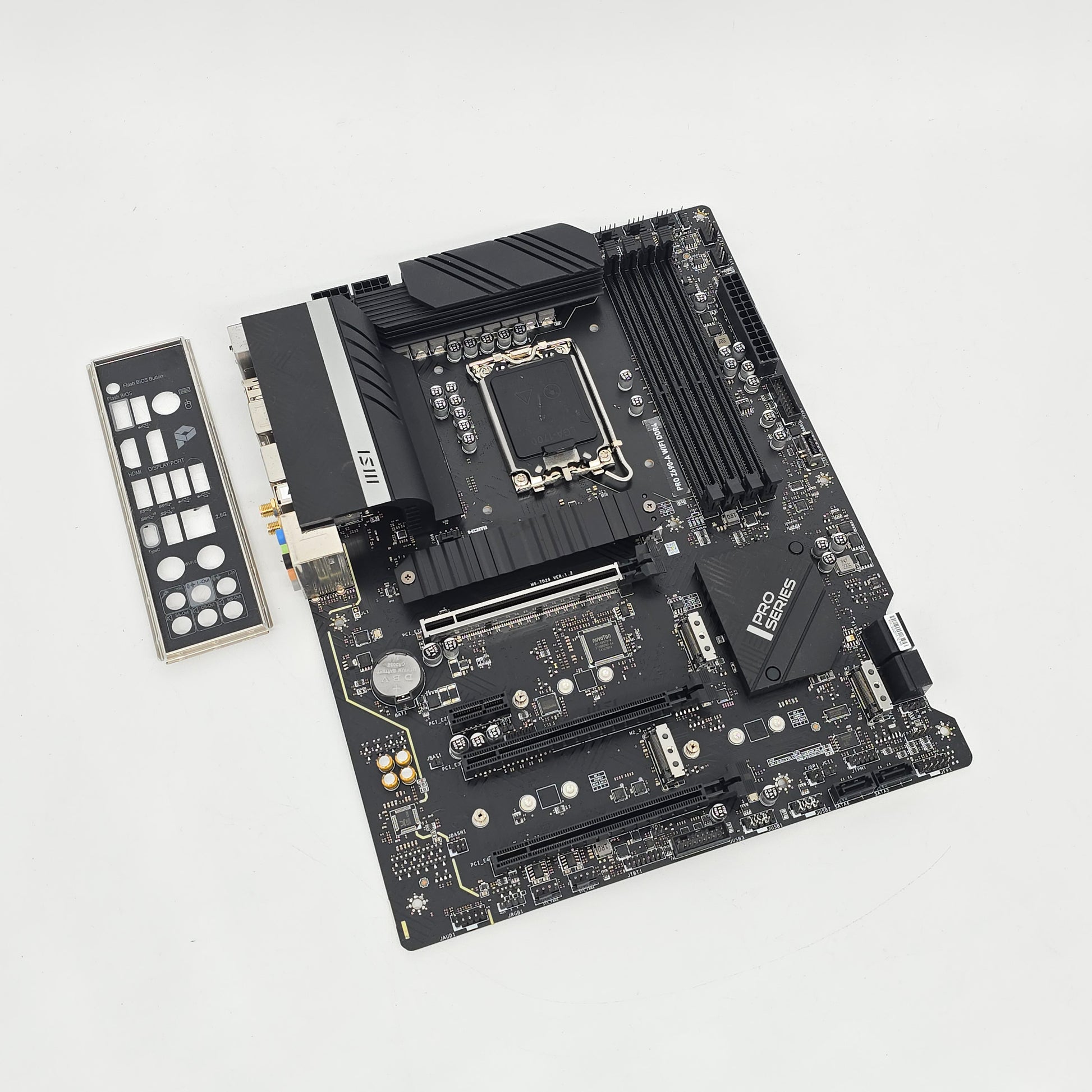 Computer motherboard on a white background