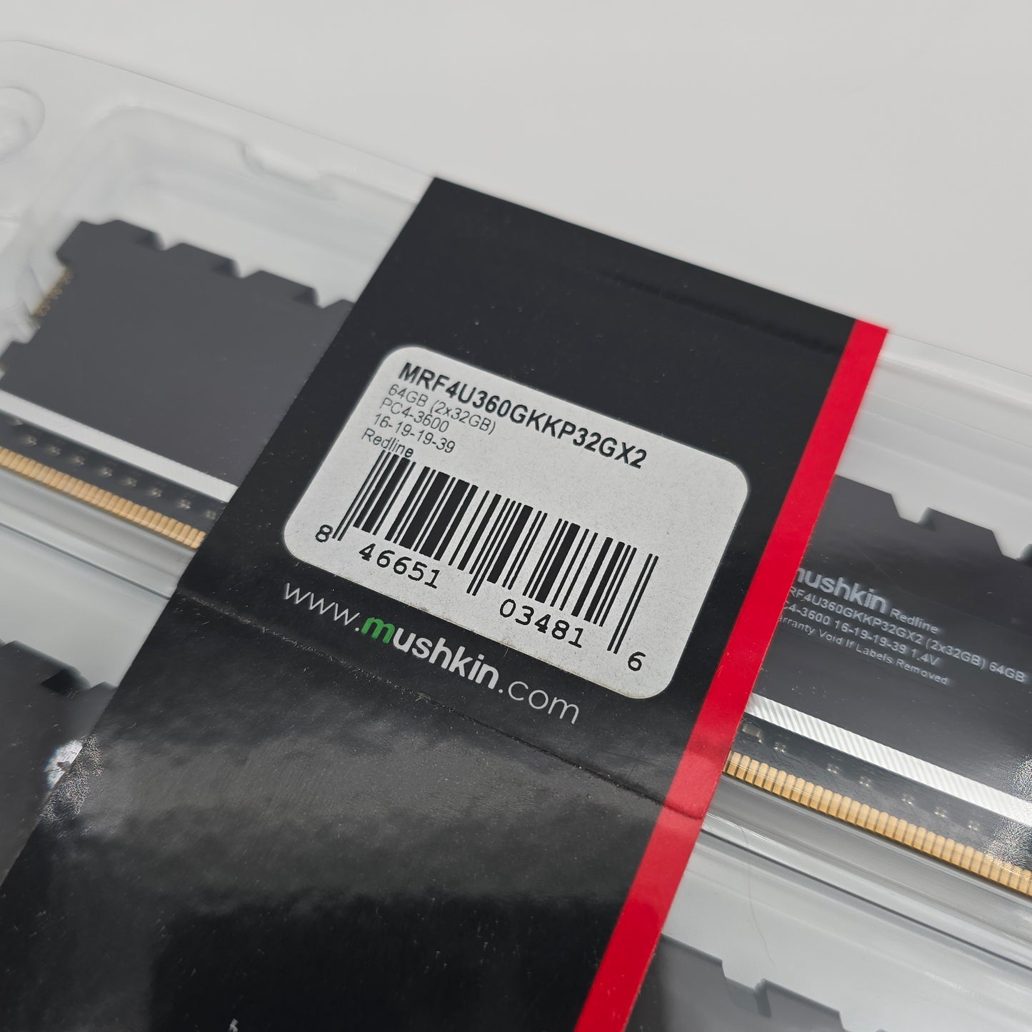 64GB Mushkin Redline DDR4 RAM, 2x32GB 3600MHz CL16 Memory Kit Black