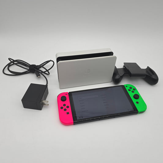 Nintendo Switch OLED Green and Pink Joycon Gaming Console