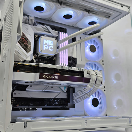 RTX 3090, Intel i9-13900K, 64GB DDR4, 2TB NVMe, Custom Liquid Cooled White Gaming PC