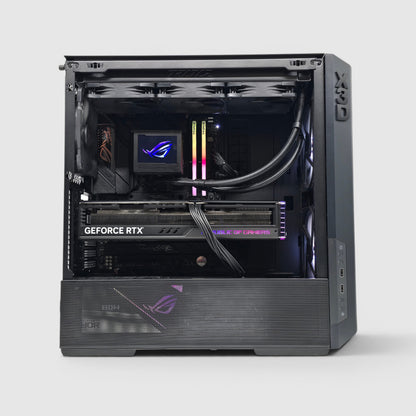 RTX 4080 ASUS ROG STRIX, Ryzen 7 7800X3D, 32GB DDR5, 1TB NVMe, Black Liquid Cooled Pre-Owned Gaming PC