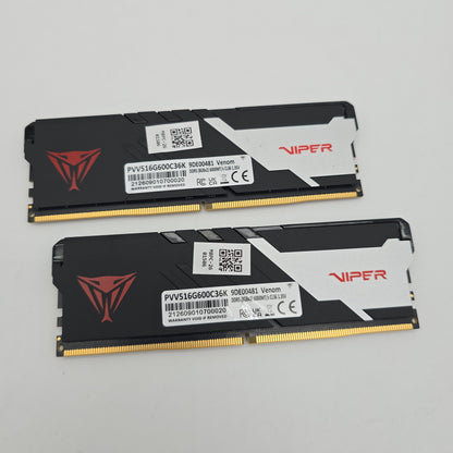 Patriot Viper Venom 16GB DDR5, 6000MHz, CL36, Desktop Gaming Memory RAM (2x8GB)