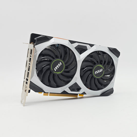 MSI graphics card with dual fans on a white background
