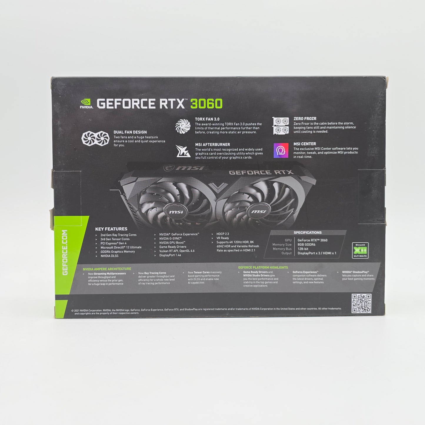RTX 3060 MSI Ventus 2X 8GB, NVIDIA Gaming Graphics Card GPU