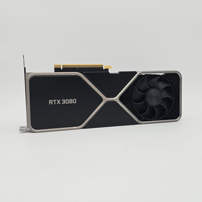 NVIDIA RTX 3080 graphics card on a gray background