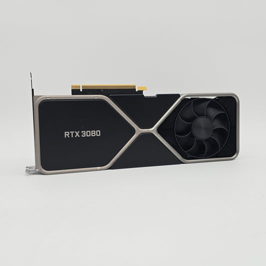 NVIDIA RTX 3080 graphics card on a gray background