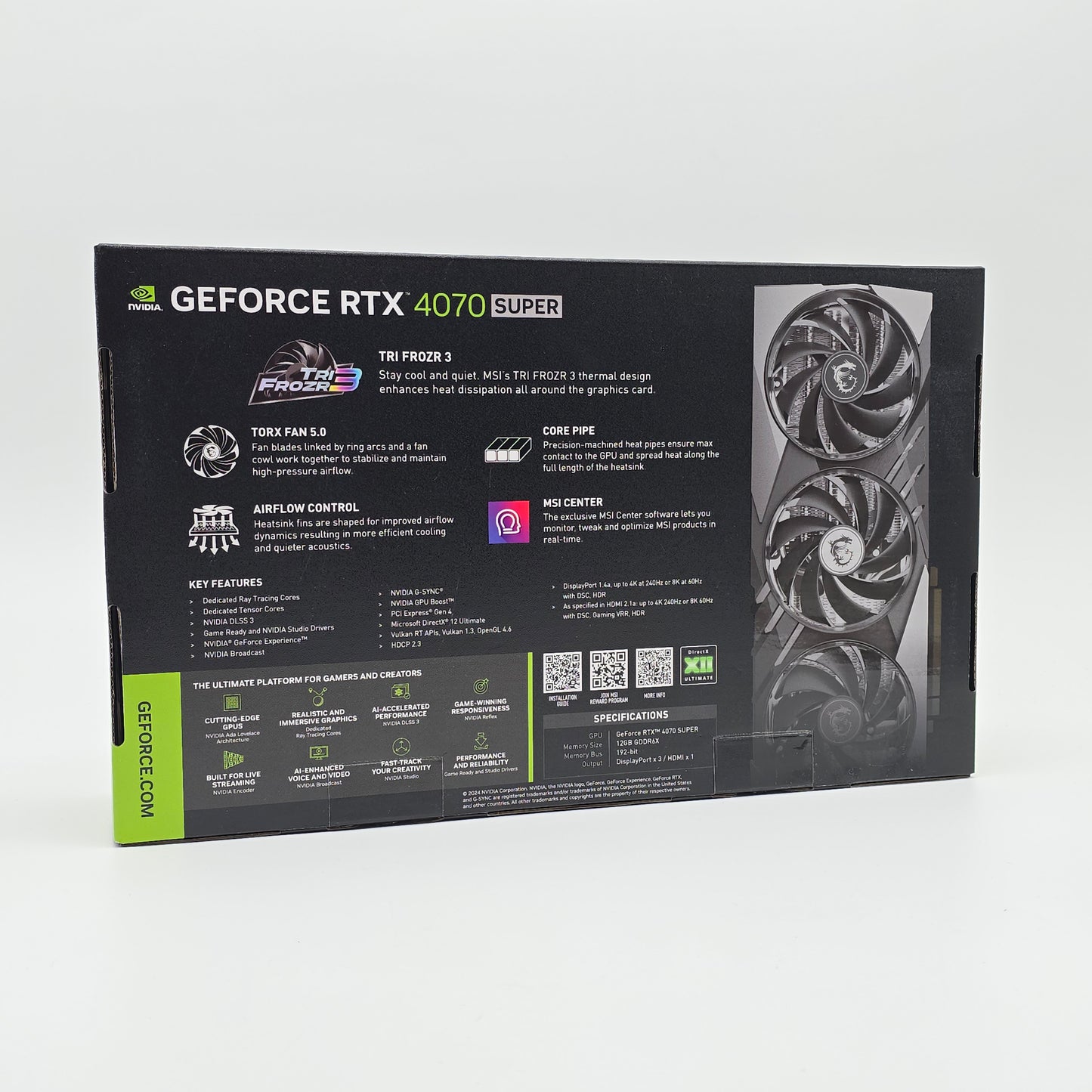 RTX 4070 Super MSI Gaming X Slim 12GB, NVIDIA Gaming Graphics Card GPU