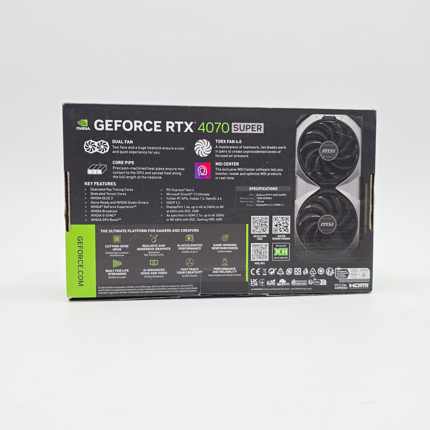 RTX 4070 Super MSI Ventus 2X OC 12GB, NVIDIA Gaming Graphics Card GPU