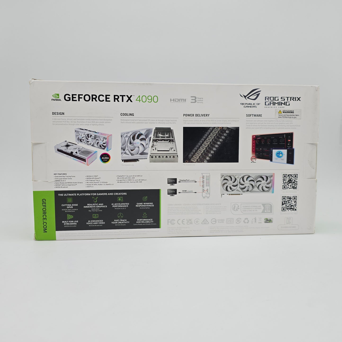 RTX 4090 ASUS ROG STRIX Gaming OC 24GB White, NVIDIA Gaming Graphics Card GPU