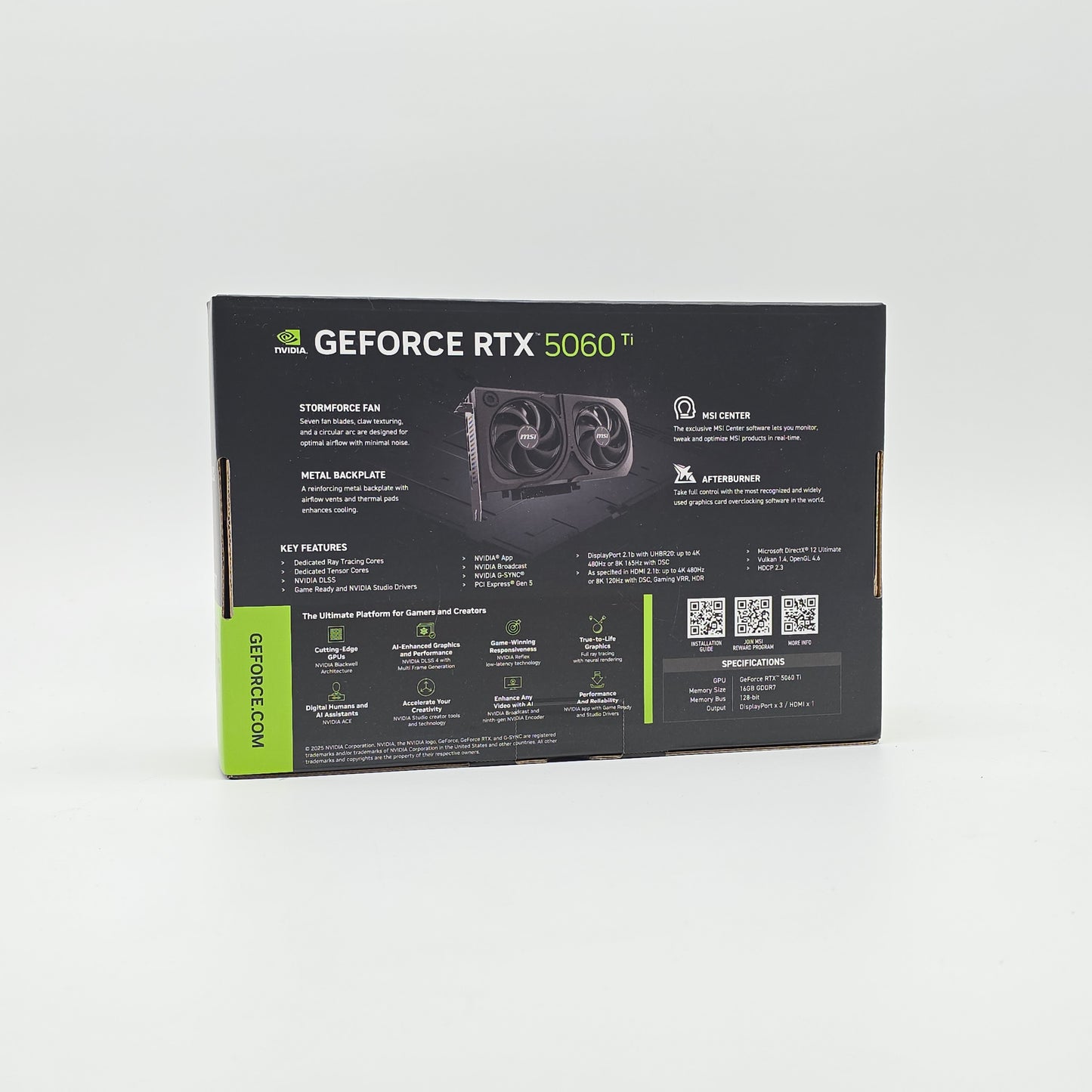 RTX 5060 Ti MSI Shadow OC 2x 16GB, NVIDIA Gaming Graphics Card GPU