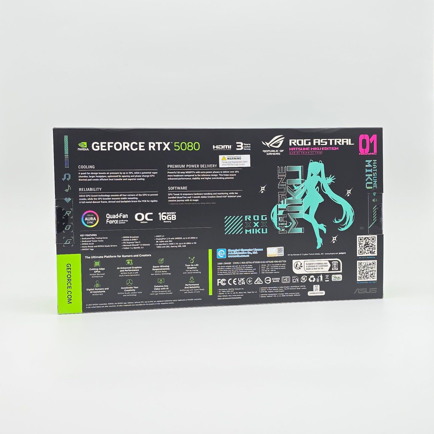 RTX 5080 ASUS ROG ASTRAL OC Hatsune Miku Limited Edition 16GB, NVIDIA Gaming Graphics Card GPU