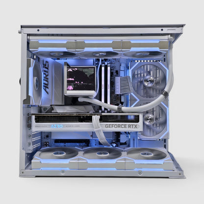 RTX 5080, Ryzen 7 9800X3D, 32GB RAM, 2TB NVMe, Lian Li Mini V2 x TRYX Stage Custom White Liquid Cooled Gaming PC