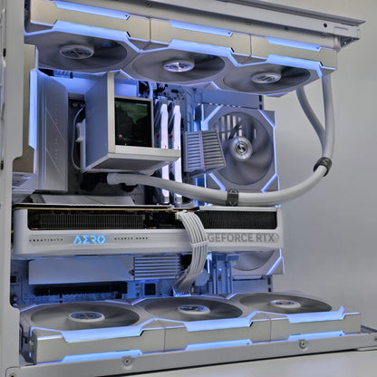 RTX 5080, Ryzen 7 9800X3D, 32GB RAM, 2TB NVMe, Lian Li Mini V2 x TRYX Stage Custom White Liquid Cooled Gaming PC