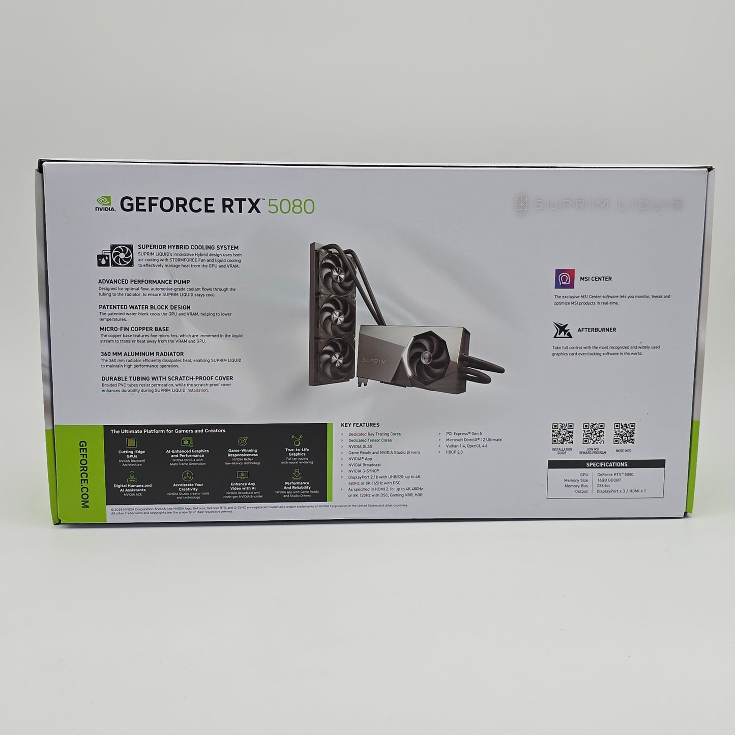 RTX 5080 MSI SUPRIM Liquid SOC Edition 16GB, NVIDIA Gaming Graphics Card GPU