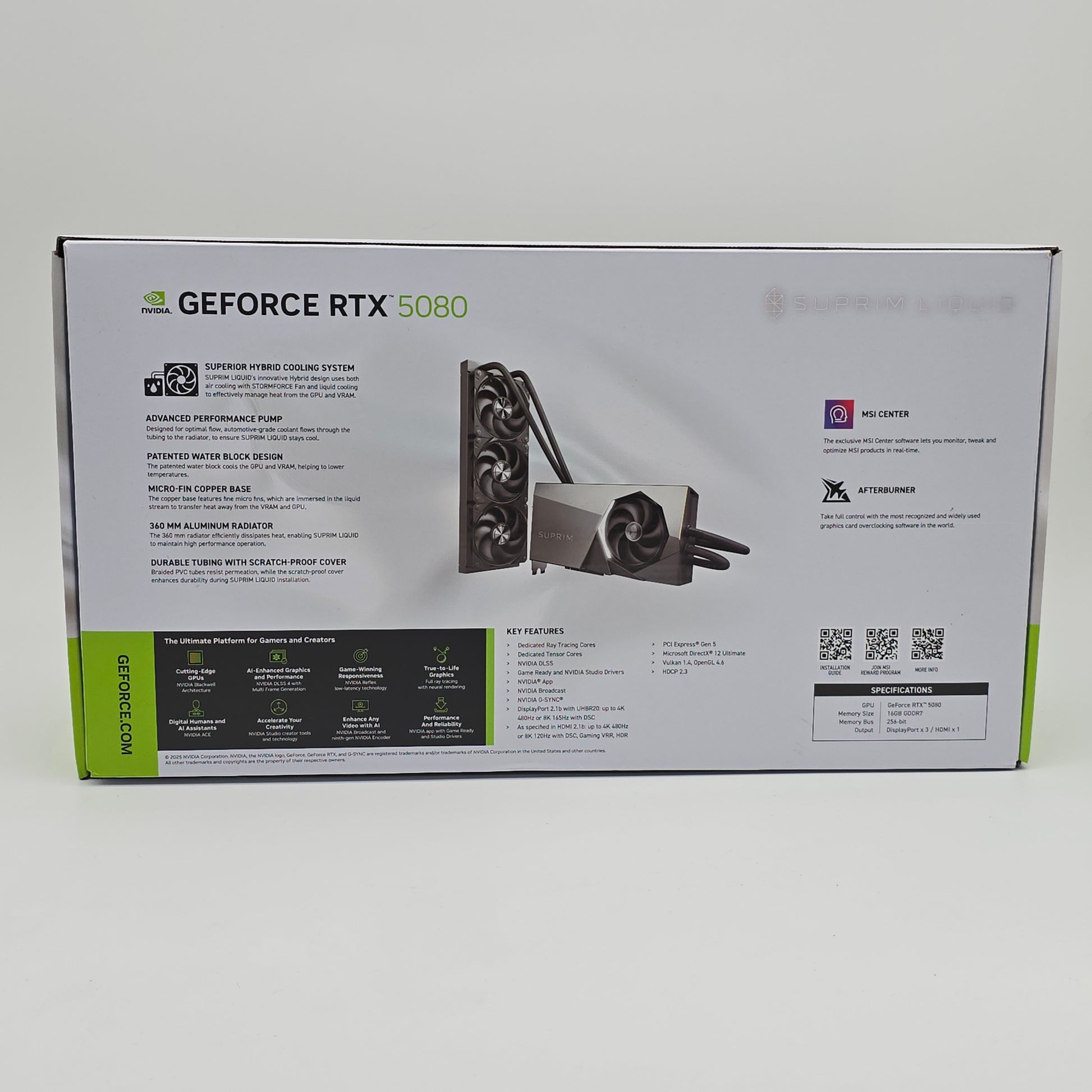 RTX 5080 MSI SUPRIM Liquid SOC Edition 16GB, NVIDIA Gaming Graphics Card GPU