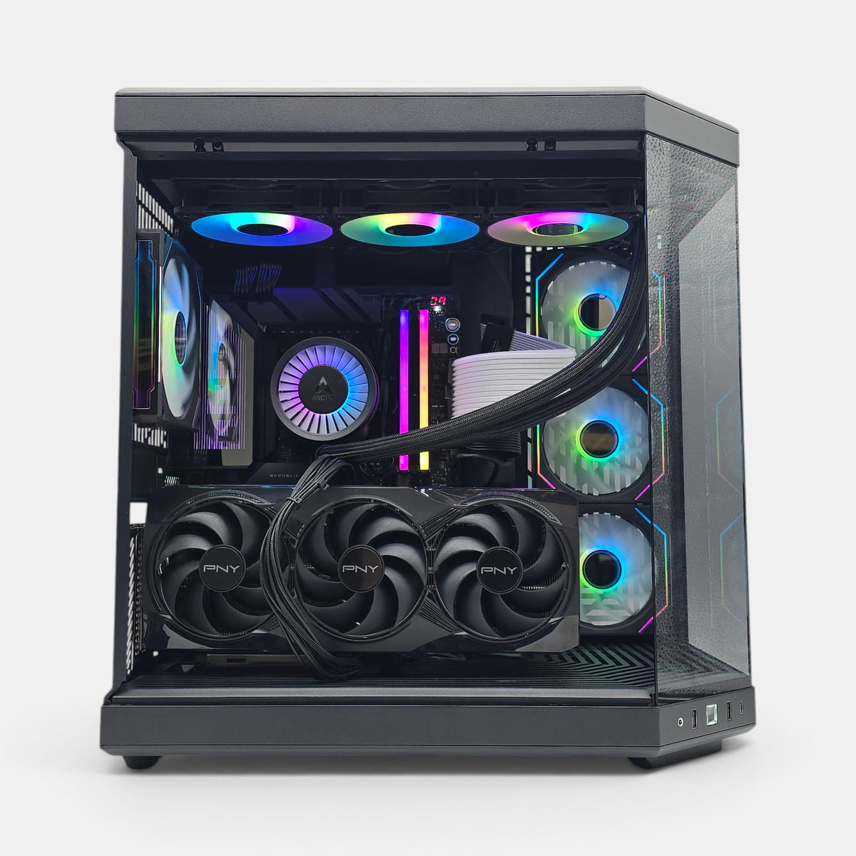 RTX 5080, Ryzen 9800X3D, 2TB SATA SSD, 32GB RAM, Black Liquid Cooled Gaming PC