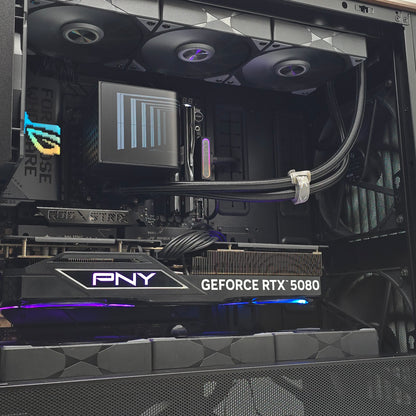 RTX 5080, Ryzen 9950X3D, 4TB NVMe SSD, 32GB DDR5, Black OLED AIO Liquid Cooled Gaming PC