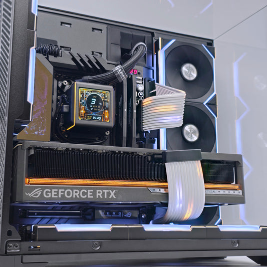 RTX 5090 ASTRAL, Ryzen 9800X3D, 64GB DDR5, Custom LCD Liquid Cooled Gaming PC