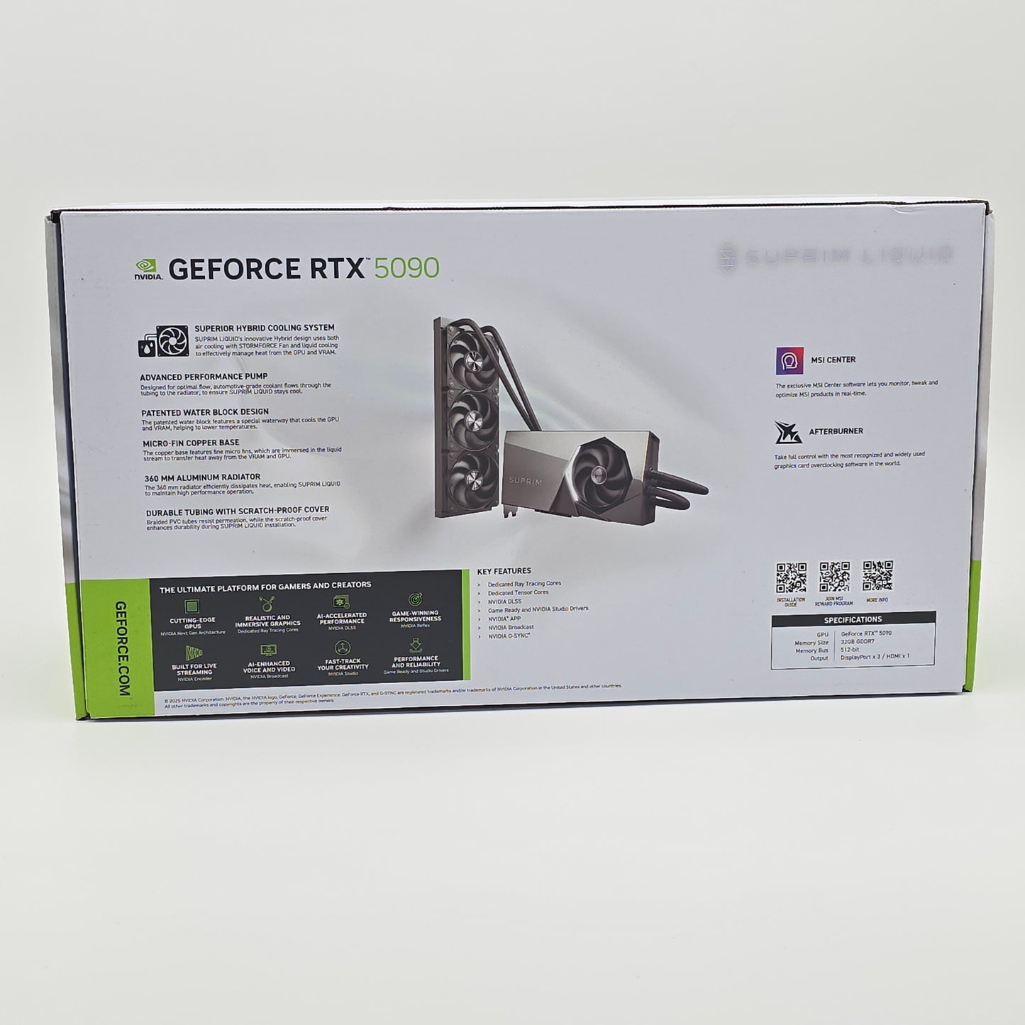 RTX 5090 MSI Suprim Liquid SOC 32GB, NVIDIA Gaming Graphics Card GPU