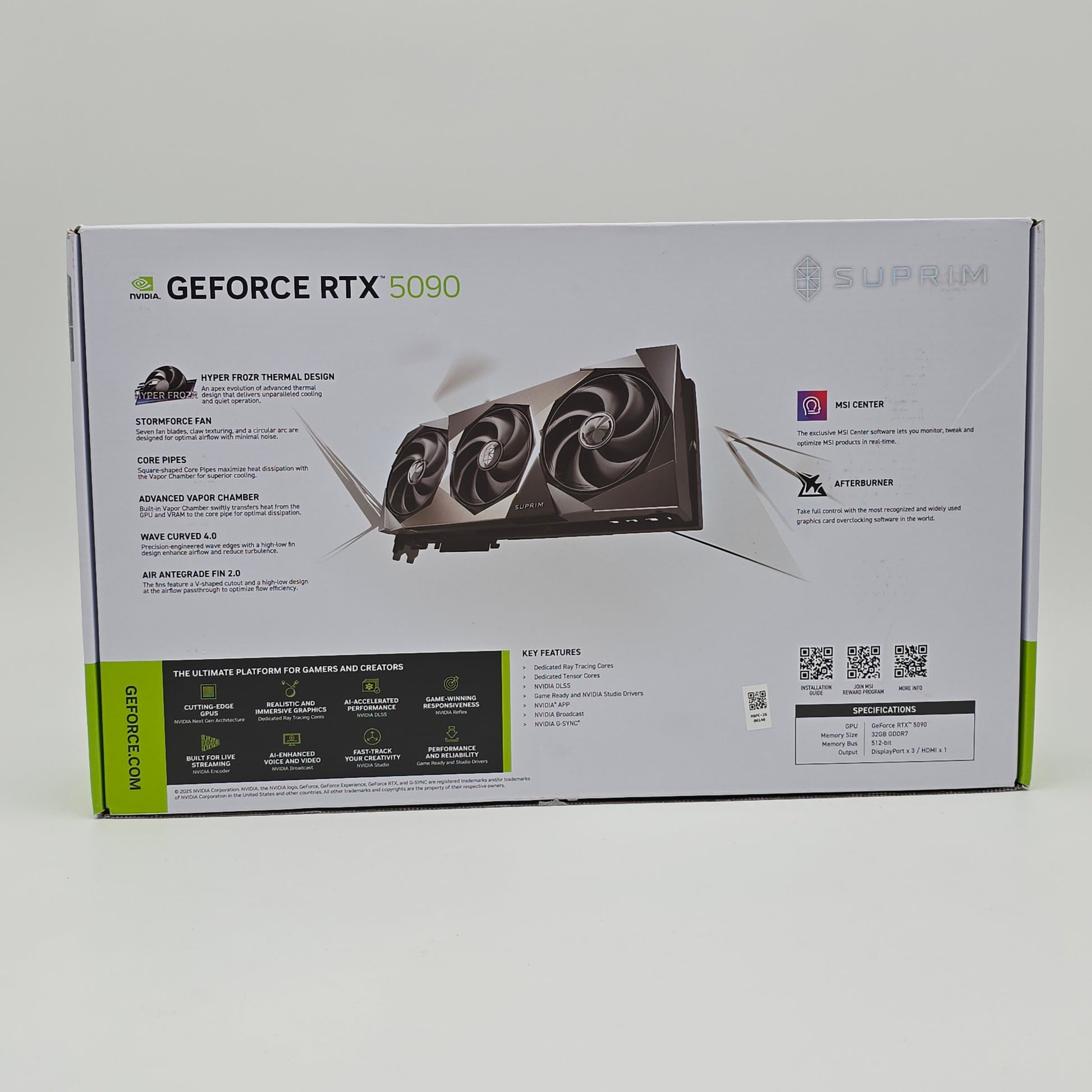 RTX 5090 MSI SUPRIM 32GB, NVIDIA Gaming Graphics Card GPU