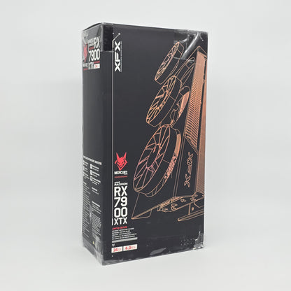 AMD Radeon RX 7900 XTX graphics card packaging on a white background