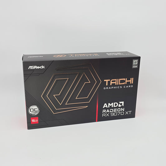 ASRock Taichi graphics card packaging on a white background