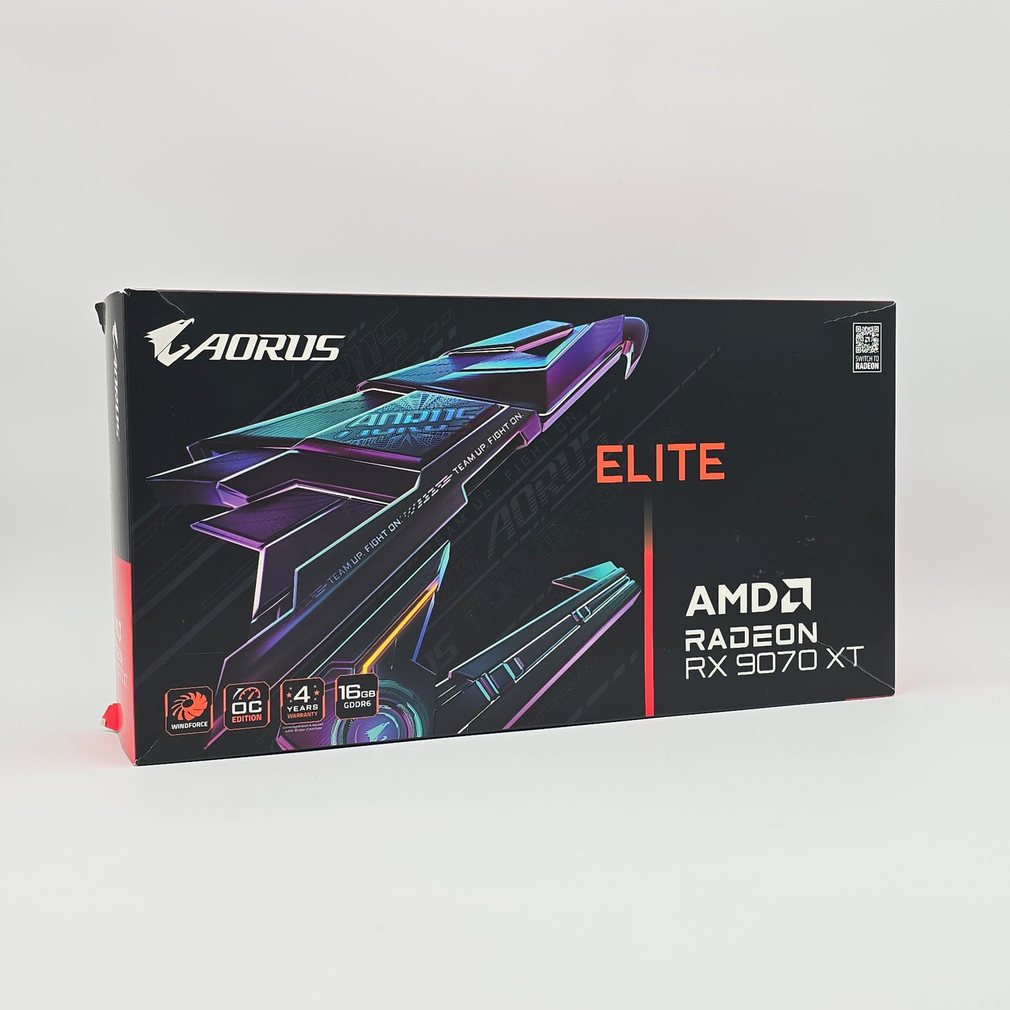 Aorus graphics card packaging on a white background