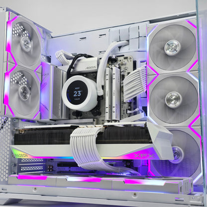 RX 9070 XT, Ryzen 7 7800X3D, 64GB DDR5, Custom Liquid Cooled White Gaming PC