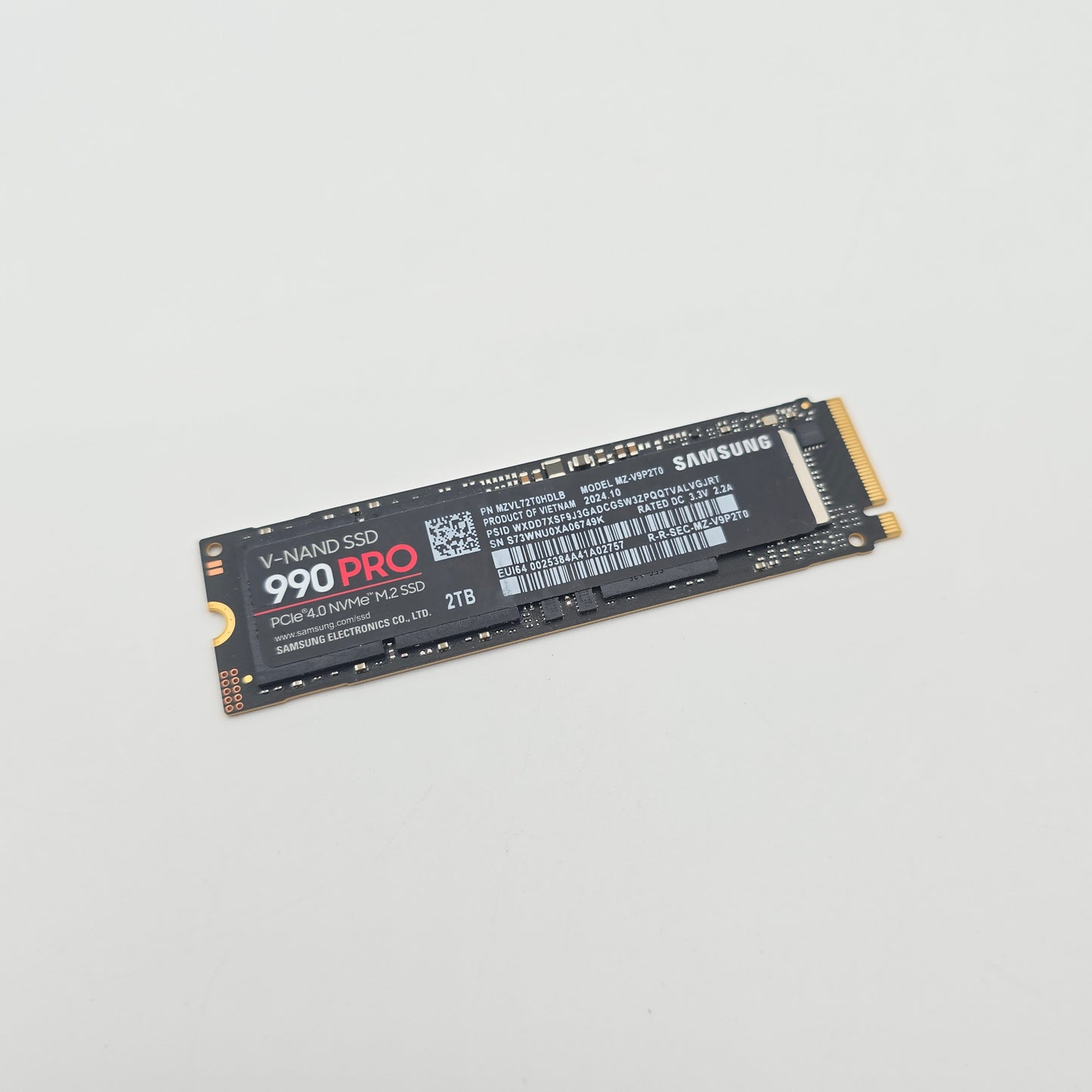 Samsung 990 Pro 2TB NVMe SSD, M.2 PCIe Gen4, 7,450 MB/s