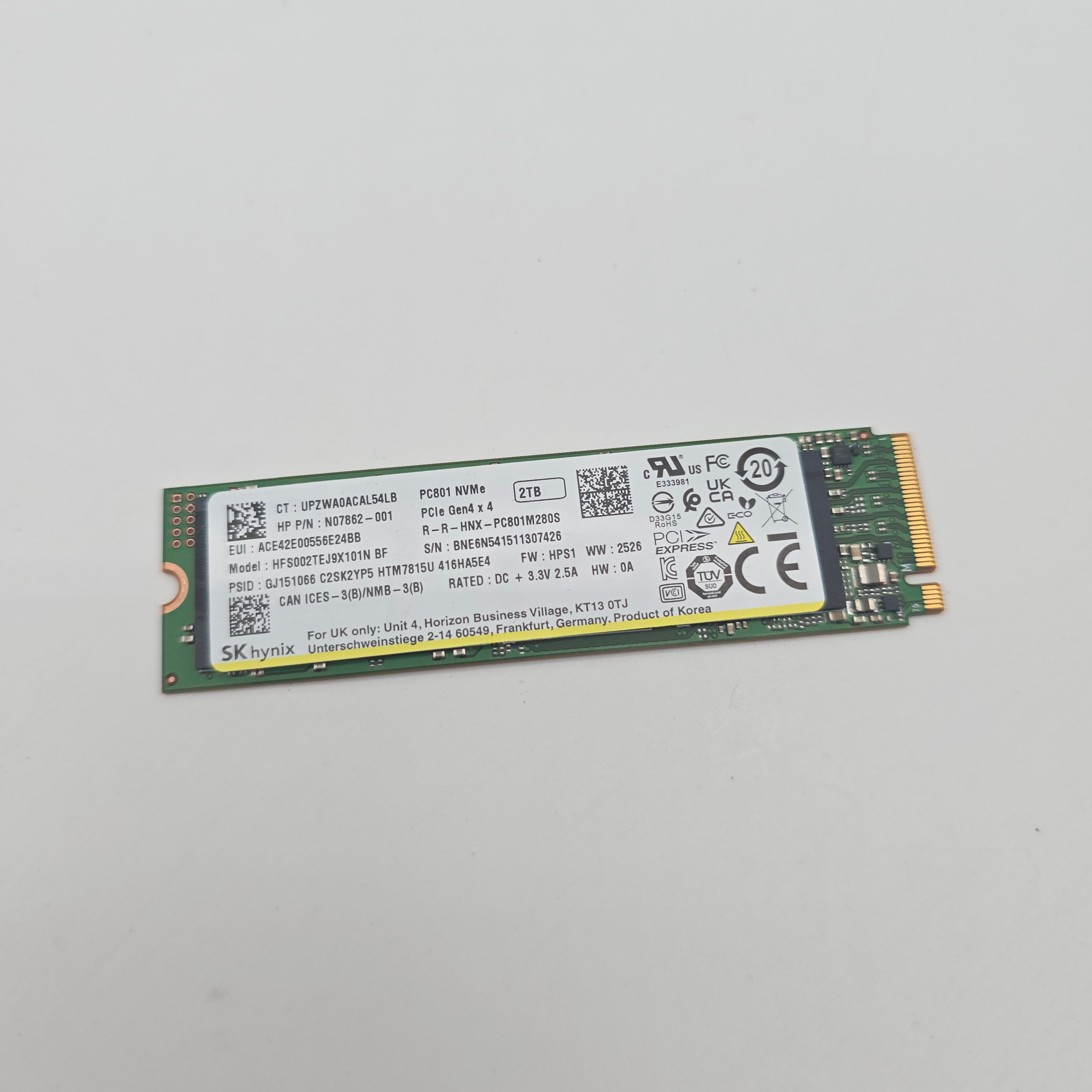 内蔵型SSD SK hynix PC801 NVMe SSD 2TB PCle Gen 4x4 SK Hynix PC801 2TB M.2 NVMe Gen4 SSD, Internal Gaming Solid State