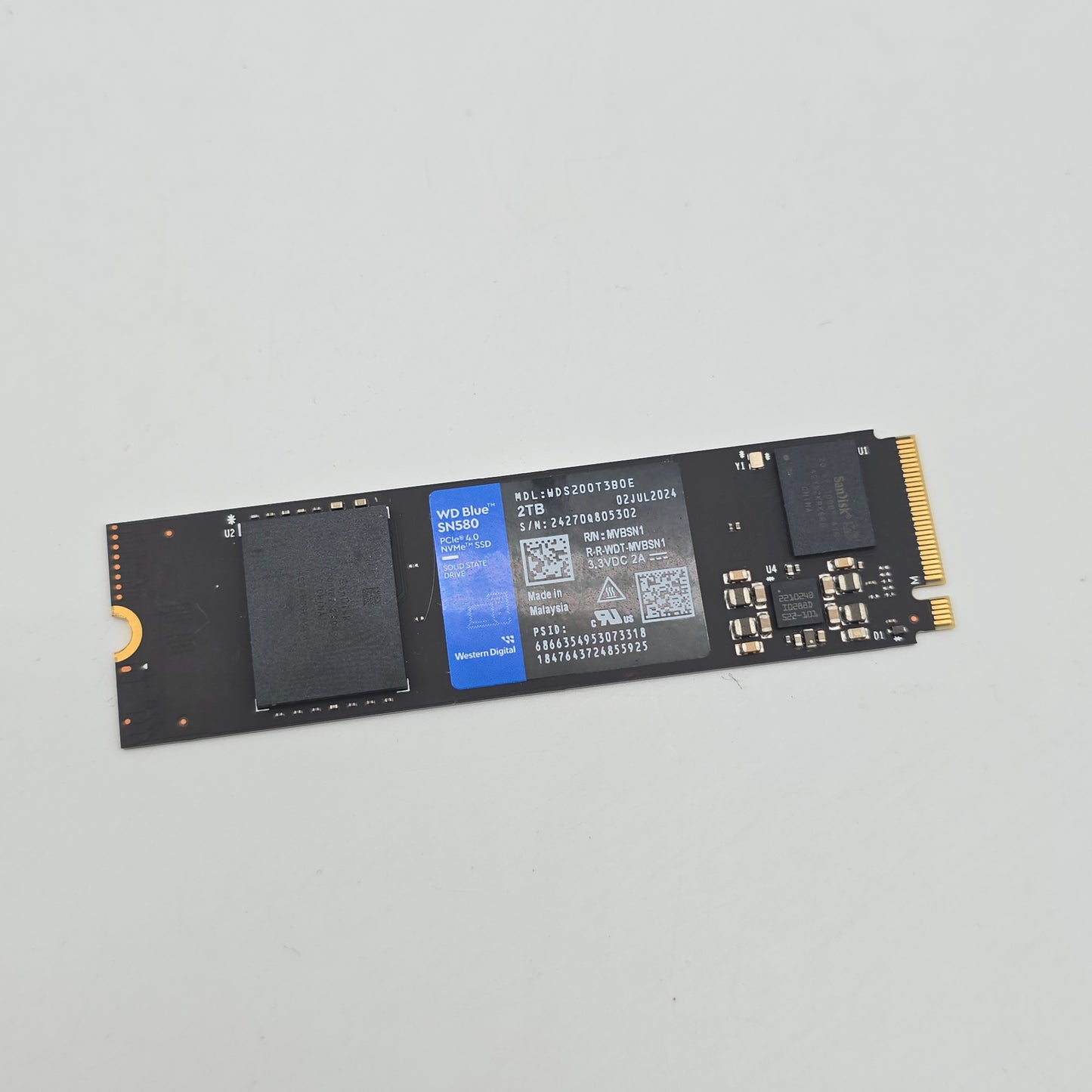 Western Digital WD Blue SN580 2TB M.2 NVMe Gen4 SSD, Internal Gaming Solid State Drive Storage